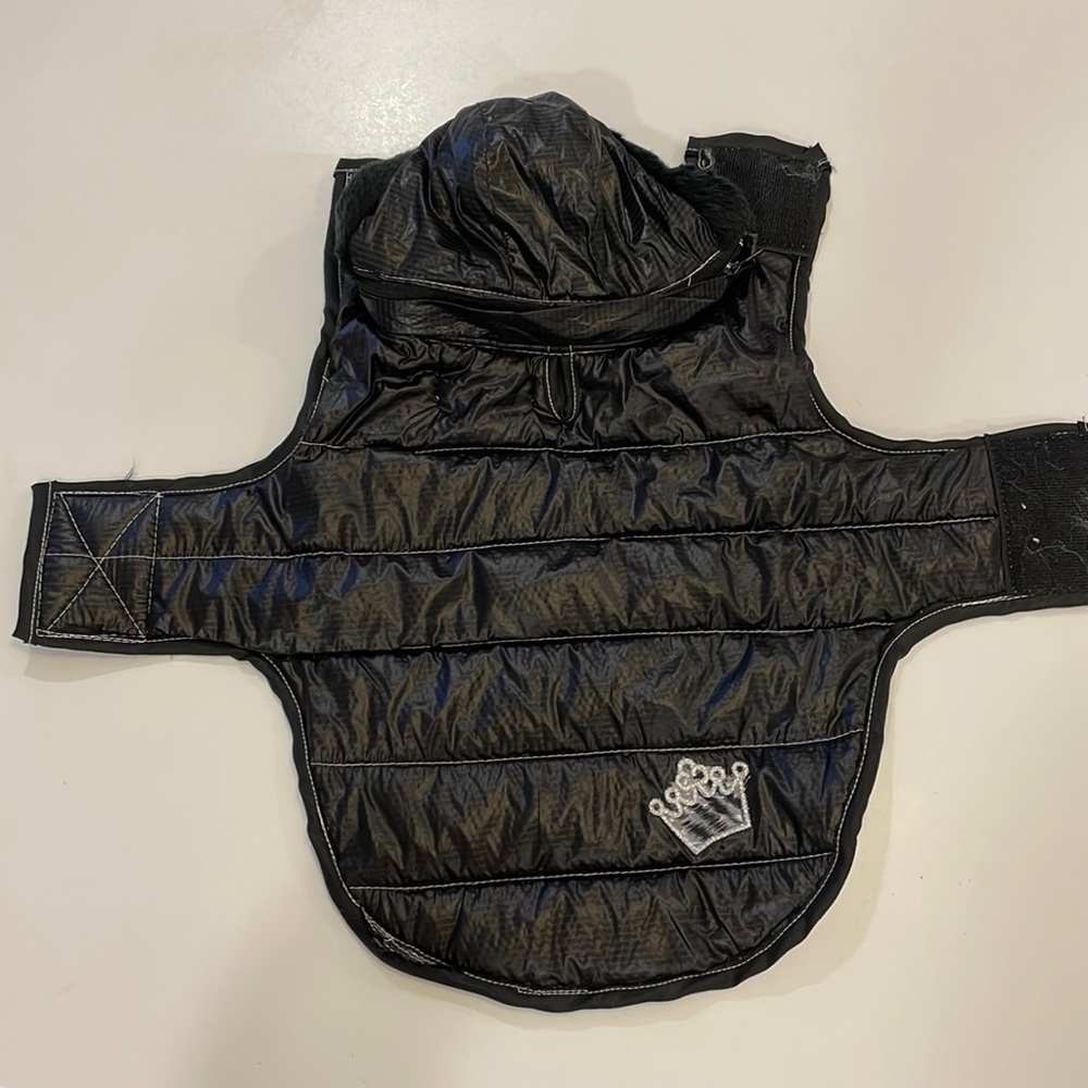 Pooch- Lini black hooded quilted dog coat size sm